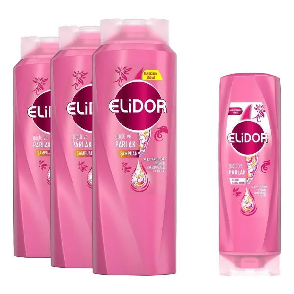 Elidor Superblend Saç Bakım Seti Güçlü Ve Parlak Saçlar Şampuan 650 Ml X3 + Serum Bakım Kremi 200 M - 1 - Görsel 2