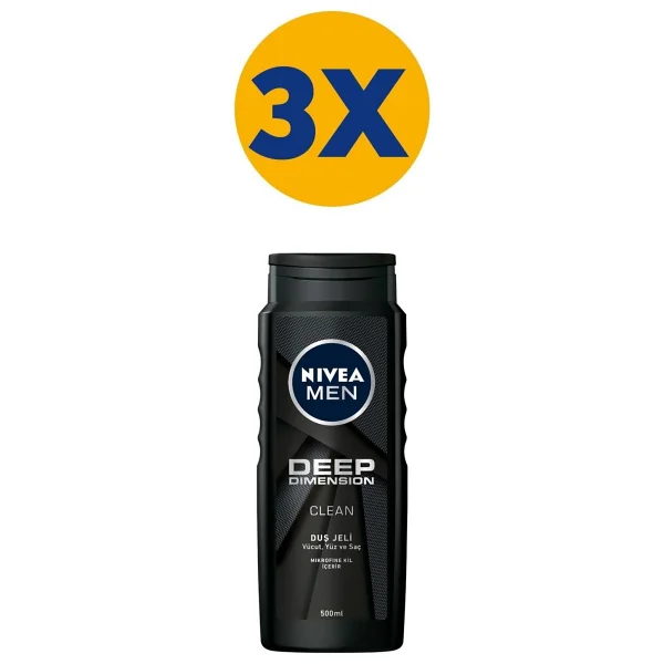 Nivea Men Deep Dimension 500 ml 3 Adet Duş Jeli