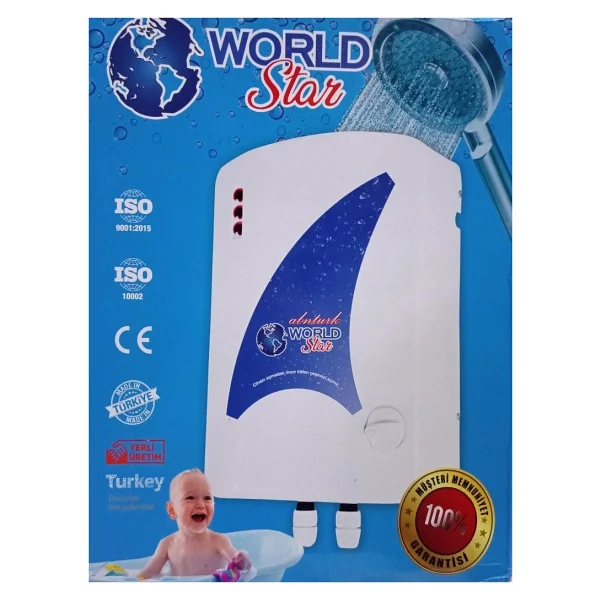 Abnturk Dünyanın Eniyi Banyo Şofbeni 9 Emniyet Tasarruf World Star Şohben 3 Yıl Garantli Büyükboy Su Isıtıcı - Görsel 2