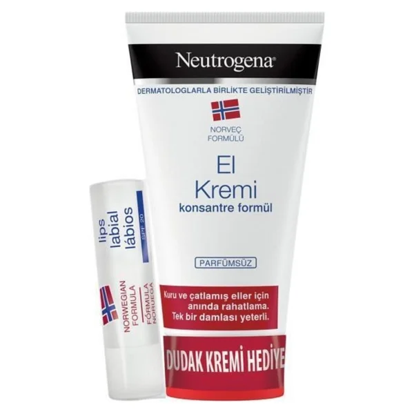 Neutrogena Konsantre Formüllü Parfümsüz El Kremi 75 Ml + Dudak Nemlendirici - Görsel 2