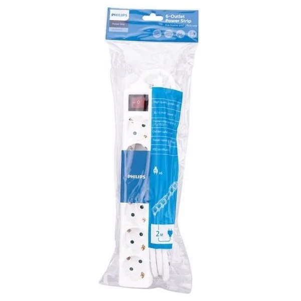 Philips Sps1060a/51 2m Tam Bakır Kablolu 6'lı Çocuk Korumalı Beyaz Priz Çoklayıcı - Görsel 3