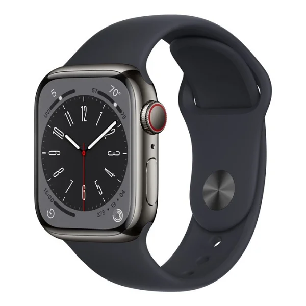Apple Watch Series 8 GPS + Cellular 41mm Grafit Paslanmaz Çelik Kasa Ve Spor Kordon Akıllı Saat - Görsel 4