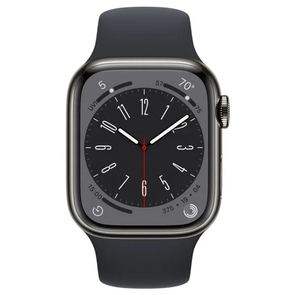 Apple Watch Series 8 GPS + Cellular 41mm Grafit Paslanmaz Çelik Kasa Ve Spor Kordon Akıllı Saat - Görsel 2