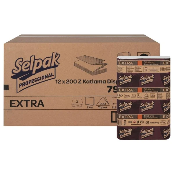 Selpak Professional Extra Z Katlı 200 Yaprak 12 Adet Dispenser Havlu - Görsel 2
