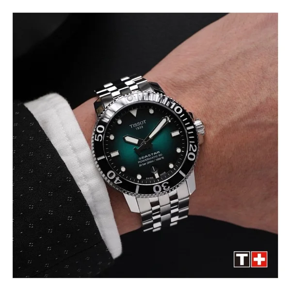 Tissot Seastar 1000 Powermatic 80 T120.407.11.091.01 Çelik Kordon Yeşil Erkek Kol Saati - Görsel 4