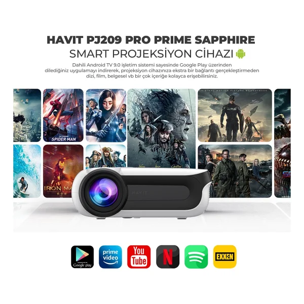 Havit Pj209 Pro Prime Sapphire 350 Lümen Full HD Wi-Fi Android Taşınabilir Projeksiyon Cihazı - Görsel 5