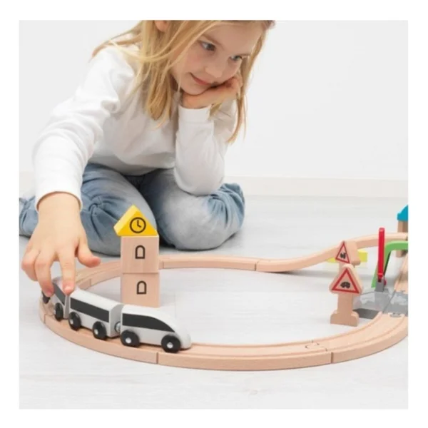Ikea Lillabo Ahşap Oyuncak Tren Seti 45 Parça - Görsel 5