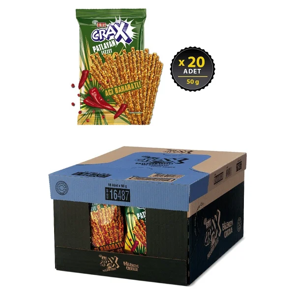 Eti Crax Patlayan Lezzet 50 Gr 20'li Paket Acı Baharatlı Çubuk Kraker - Görsel 2