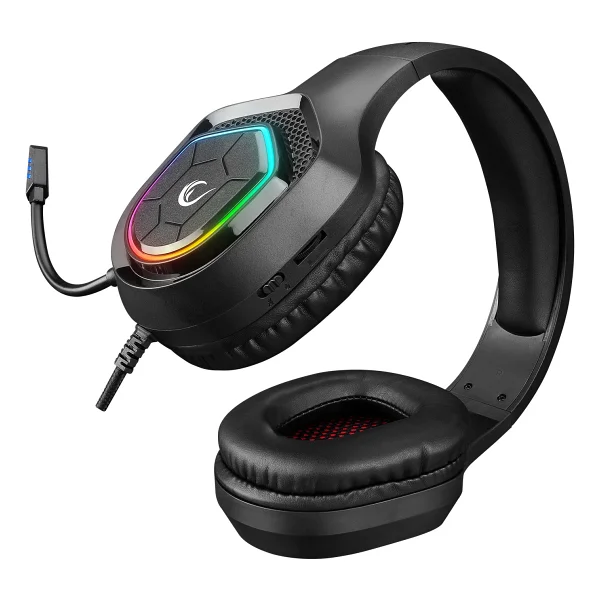 Rampage Vector Rm-K90 Siyah RGB USB Kablolu Kulak Üstü Oyuncu Kulaklığı - Görsel 4