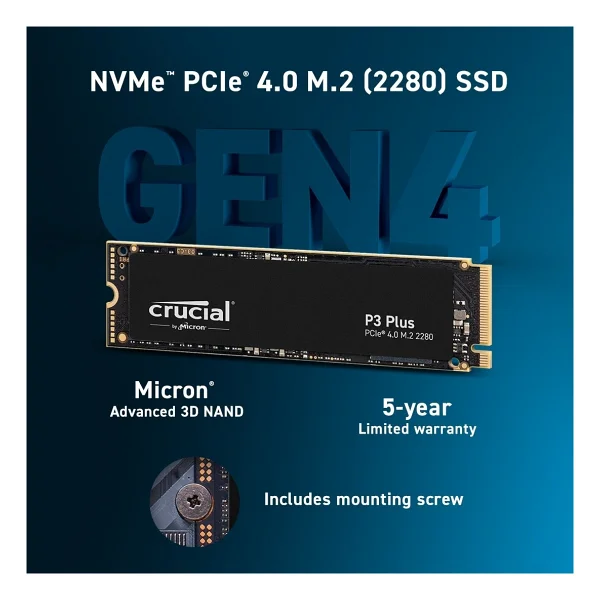 Crucial P3 Plus 3d Nand Ct4000p3pssd8 Pcı-Express 4.0 4 TB M.2 SSD - Görsel 3