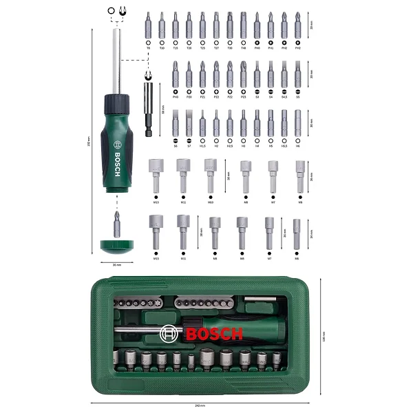 Bosch 2607019504 46 Parça Cırcırlı Tornavida Seti - Görsel 6