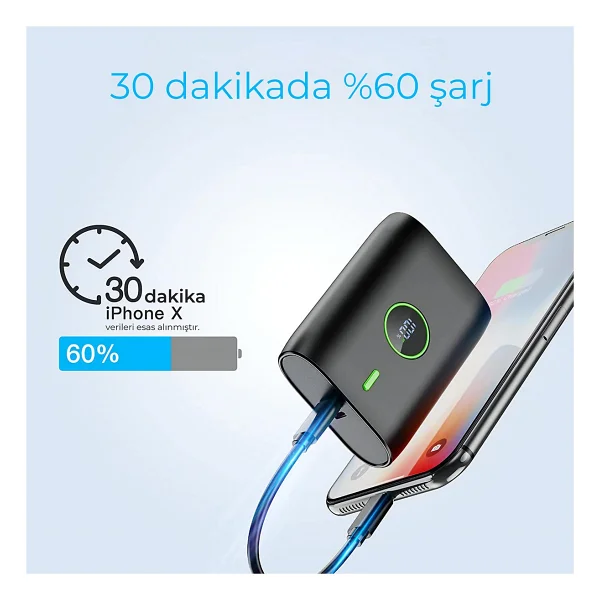 Woyax By Deji Powerbank 10000 mAh 22.5w Hızlı Taşınabilir Şarj Cihazı - Siyah - Görsel 2