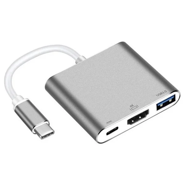 Daytona Multifunction 3in1 Type-C To USB 3.0 Hdmı Dönüştürücü Adaptör - Gümüş - Görsel 5