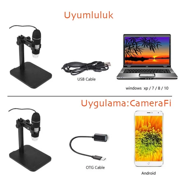 Triline 1000x 2mp Dijital Standlı 8 Ledli USB Otg Mikroskop - Görsel 3