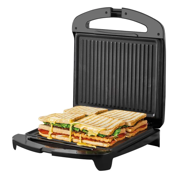 Sinbo Elektrikli Tost Makinesi 1500 W Izgara Fonksiyonlu Teflon Kaplama Siyah Gri Alüminyum - Görsel 2
