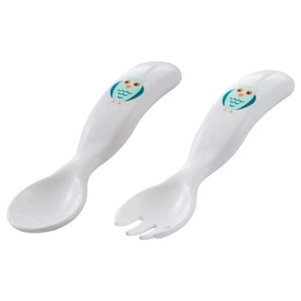 Mamajoo Ergonomik Beslenme Kaşık Çatal Seti Beyaz & Baykuş, 6 Ay+ İkili - Görsel 6