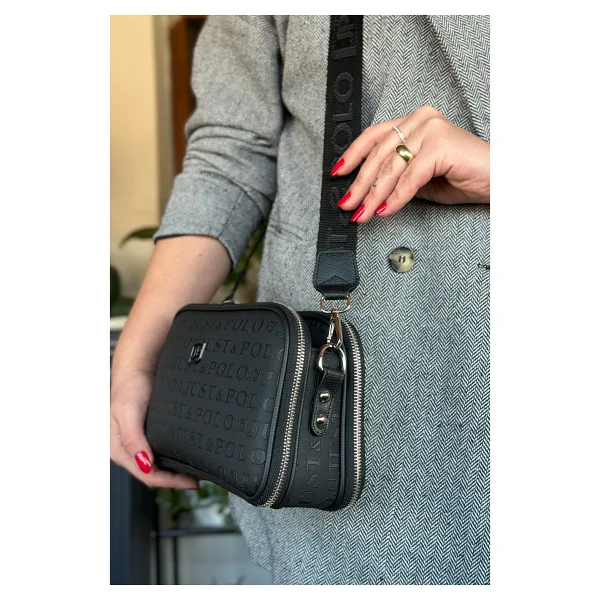 Just Polo Kadın Siyah 5 Bölmeli Ayarlanabilir Uzun Askılı Omuz Çantası Postacı Çantası 6 Bölmeli 28 X18 Cm 4023-Gd - Siyah - Taba - Görsel 7