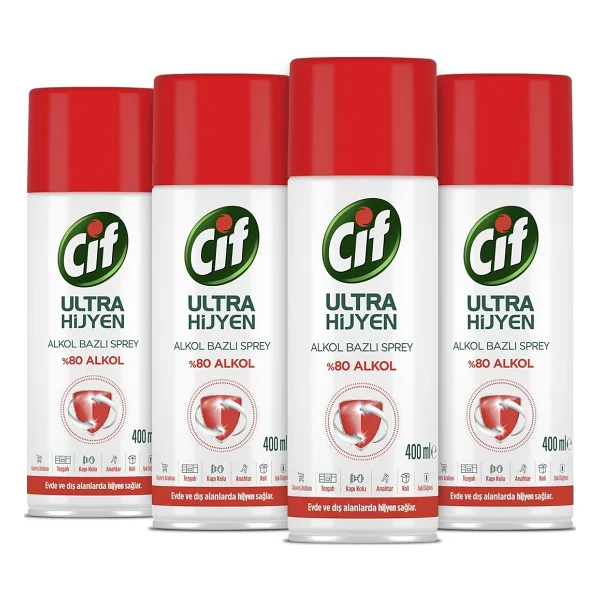 Cif Ultra Hijyen 400 Ml 4'lü Alkol Bazlı Sprey - Görsel 2