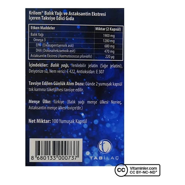 Krilom Omega 3 Balık Yağı 100 Kapsül - Görsel 6