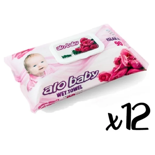 Alo Baby Alobaby Alo Baby Islak Havlu 90 'lı Gül 12 Paket - Görsel 3