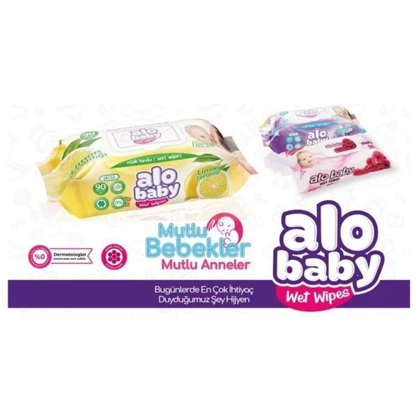 Alo Baby Alobaby Alo Baby Islak Havlu 90 'lı Gül 12 Paket - Görsel 2