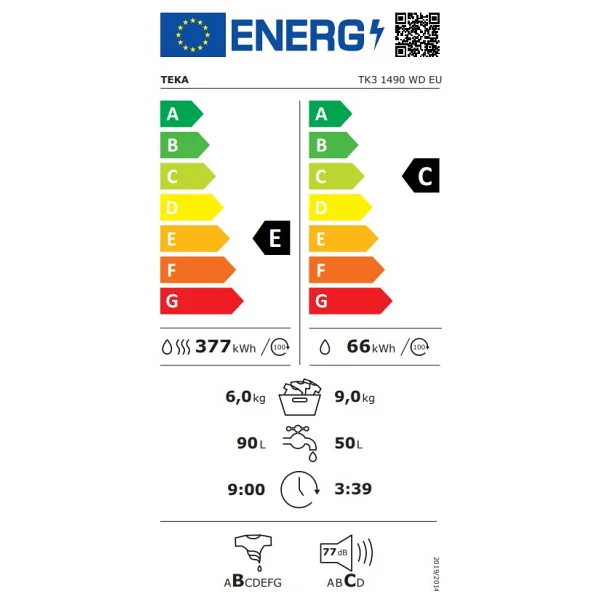 Teka TK3 1490 WD A 1400 Devir 9 kg / 6 kg Kurutmalı Çamaşır Makinesi - Görsel 3