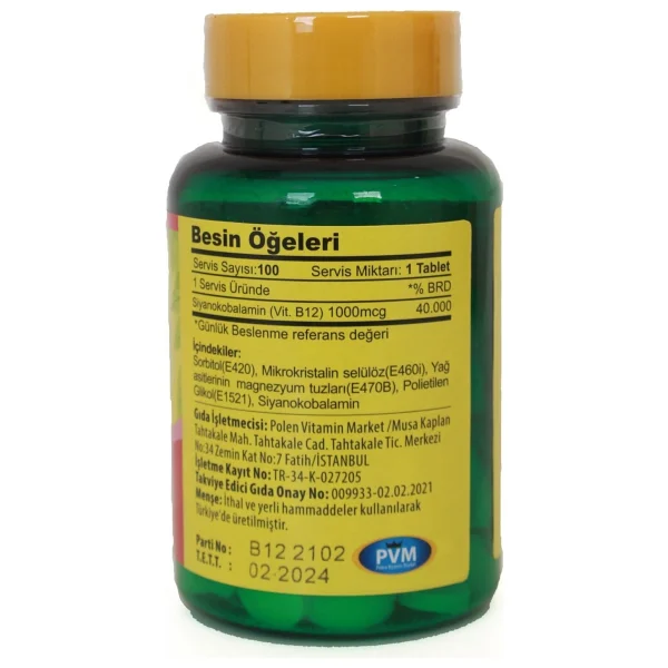 Vitapol Vitamin B12 1000 Mcg 100 Tablet - Görsel 2