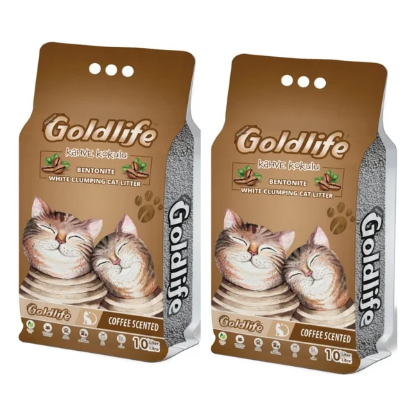 Goldlife Kahve Kokulu İnce Taneli 10 lt 2'li Bentonit Kedi Kumu - Görsel 2
