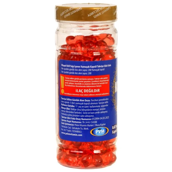 Vitapol Krill Oil Complex Astaxanthin+Choline+Phosphatidylserine+Omega3+Epa Dha 200 Kapsül Vk1 - -- - Görsel 3