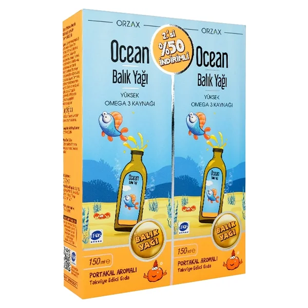 Ocean Portakal Aromalı Balık Yağı 150 Ml Şurup 2'li - Görsel 3