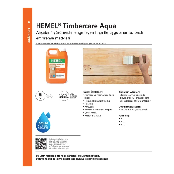Hemel Timbercare Aqua 5 Lt Vernik - Görsel 6