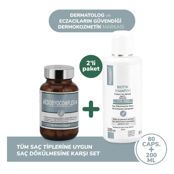 Dermoskin Medobiocomplex E 60 Erkek Kapsül + Biotin Şampuan 200 Ml - Görsel 2
