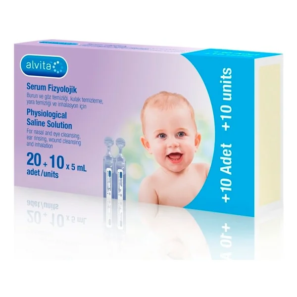 ALVİTA Serum Fizyolojik 30 Flakon 5 ml Beyaz Renkli Bebekler İçin Hijyenik Temizlik - Görsel 4