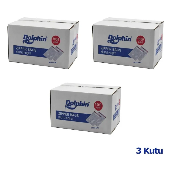 Dolphin Kilitli Şeffaf Buzdolabı Kilitli Saklama Poşeti 9 x 11 cm 1000'li 3 Kutu - Görsel 2