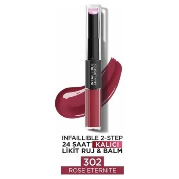 L'oreal Paris Infaillible 2-Step 24 Saat Kalıcı 302 Rose Eternite Likit Ruj - Görsel 9