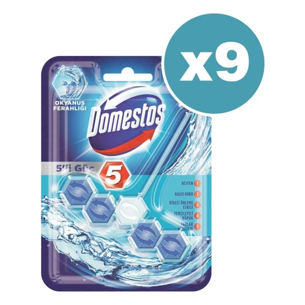 Domestos Wc Blok 5'li Güç Okyanus Ferahlığı 9 Adet - Görsel 2