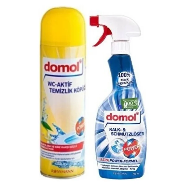 Domol Tuvalet Temizleme Köpüğü 500 Ml + Power Sprey Kir Ve Kireç Çözücü 750 Ml Banyo Temizlik Paket - Görsel 2