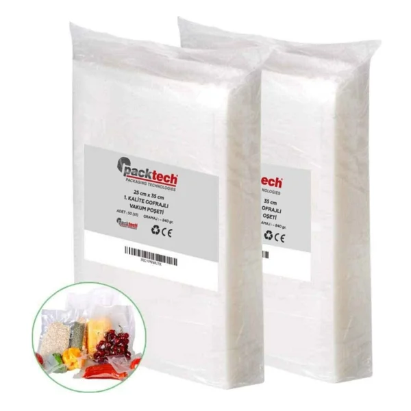 Packtech Tırtıklı Vakum Poşeti 25x35 Cm 50 Adet - Şeffaf - Görsel 3