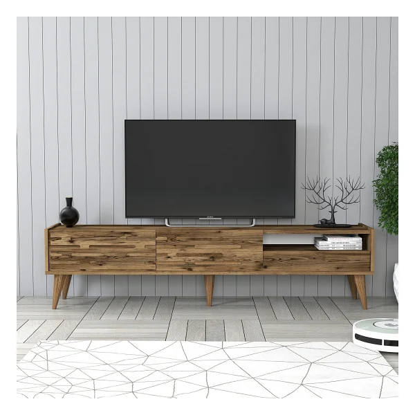 Variant Mobilya Valensiya Alt TV Ünitesi - Ceviz / Beyaz Mermer - Görsel 9