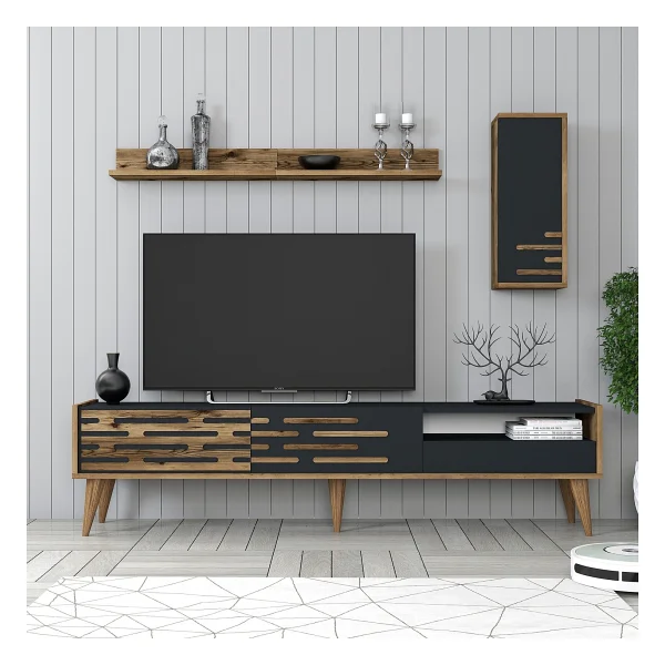 Variant Mobilya Valensiya TV Ünitesi - Ceviz / Krem - Ceviz - Ekru - Görsel 7