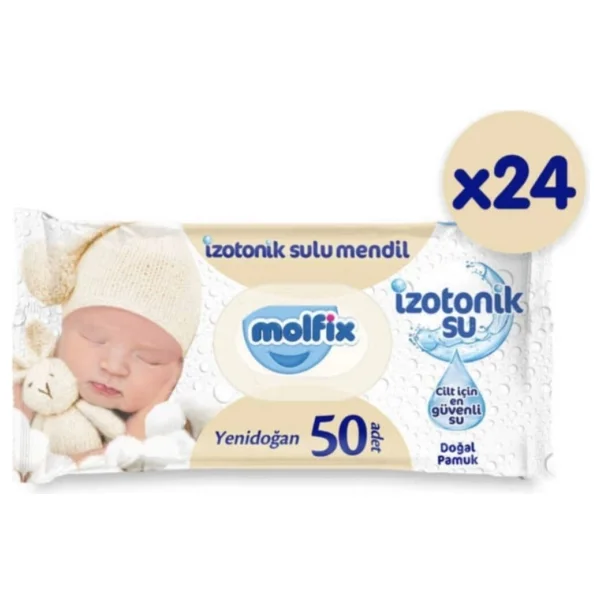 Molfix İzotonik Sulu Yenidoğan 50 Yaprak 24'lü Paket Islak Mendil - Görsel 2