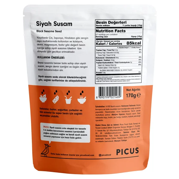 Picus Siyah Susam 170 Gr - Görsel 2