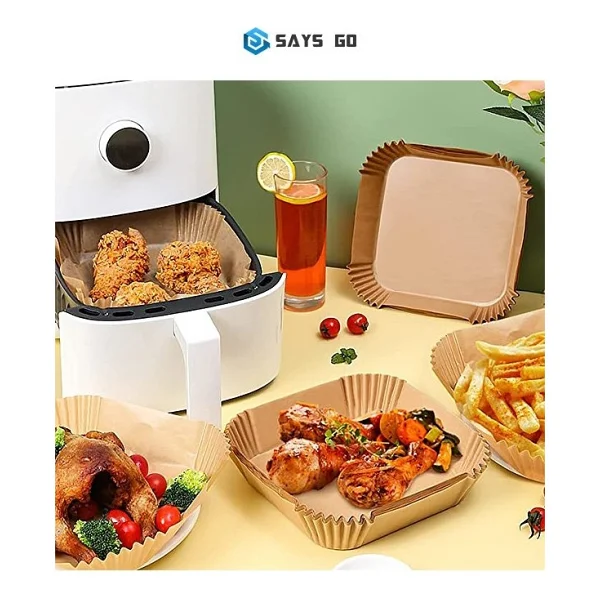 Says Go Fritöz Pişirme Kağıdı Airfryer Sıcak Hava Fritözü Philips Xiaomi Uyumlu Gıda Sınıfı Pişirme Kağıdı 50'li - Kahverengi - Görsel 3