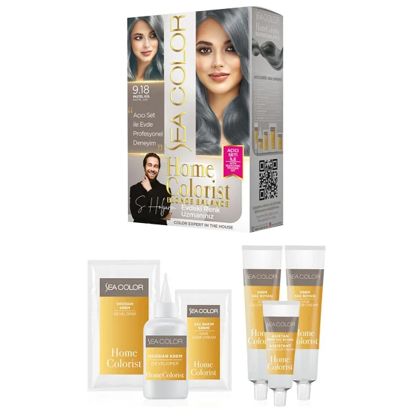 Sea Color Home Colorist 9.18 Pastel Kül Saç Boyası - Görsel 2