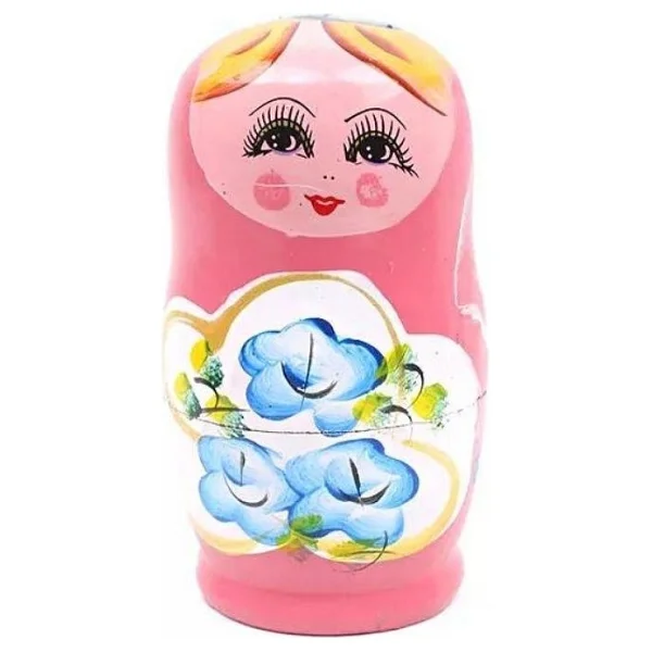 Dünyadan Hediyeler Ahşap Matruşka Bebek Beşli Set Pembe - Görsel 3