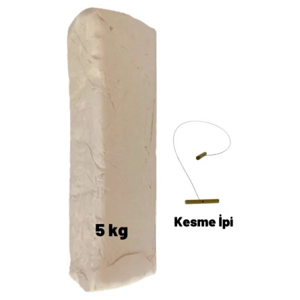 Dsh Doğal Seramik Hamuru Beyaz Seramik Hamuru, Doğal Kil Çamuru, Oyun Hamuru, 5 Kg, Çamur Kesme Teli-İpi - Görsel 5