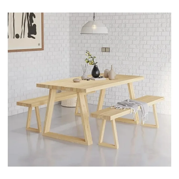 Trend Wood Yemek Masası Bench Takım - Renkli - Görsel 5
