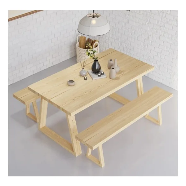 Trend Wood Yemek Masası Bench Takım - Renkli - Görsel 2