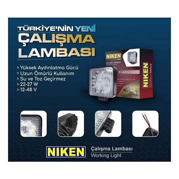 Çalışma Lambası Ledli Yuvarlak 22-27w 9 Ledli Niken - Görsel 2