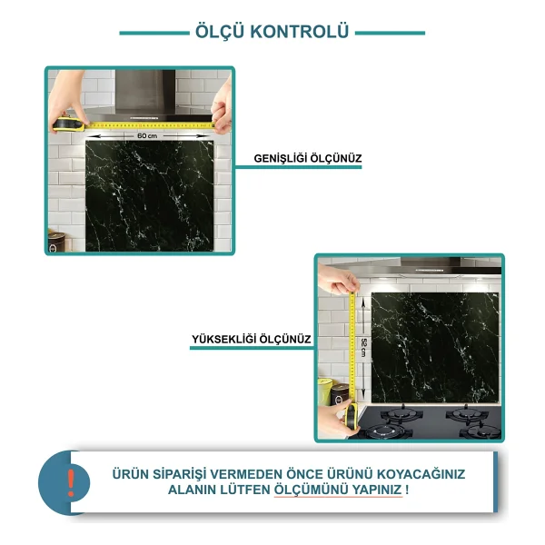 Decorita Cam Ocak Arkası Koruyucu Beyaz Çiçek - Gold - 52 X 60 Cm - Görsel 4